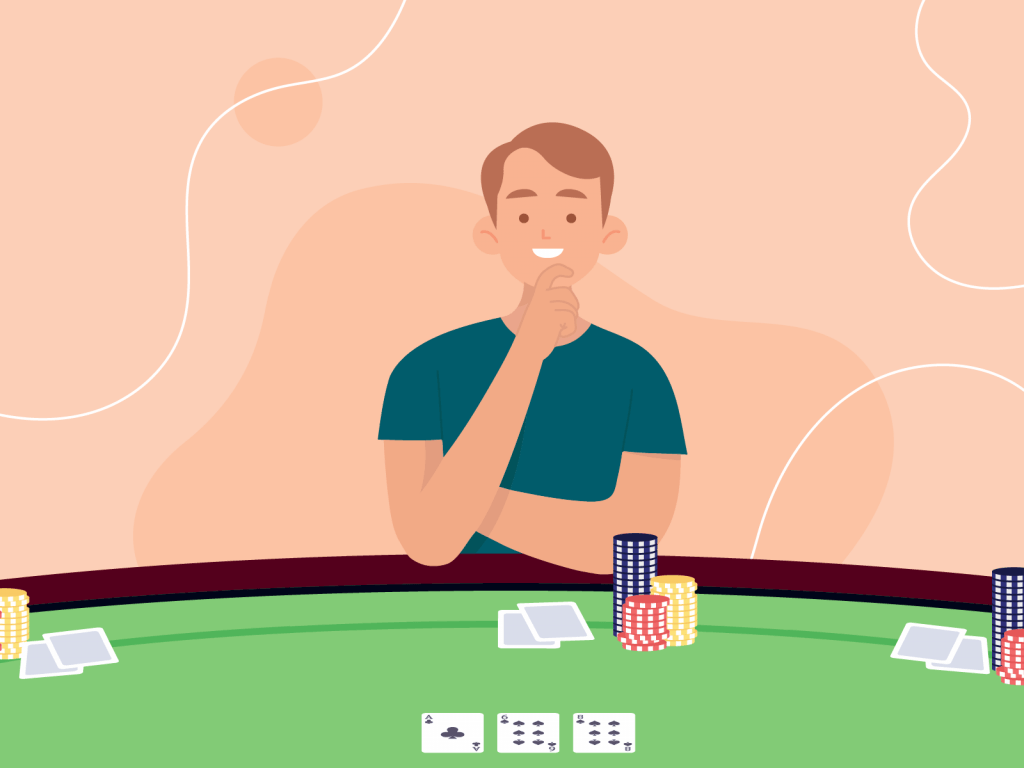 Poker player with relaxed body language