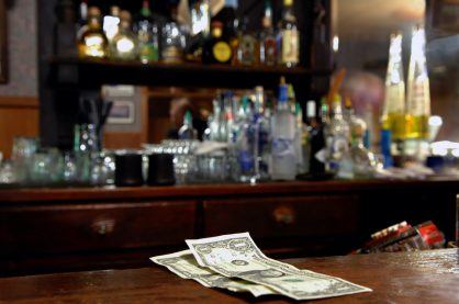 Two Dollar Tip Left For Bartender